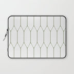 Long Honeycomb Minimalist Geometric Pattern in Sage Green and White Laptop Sleeve Gallery Image 1