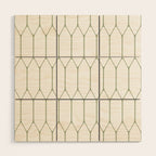 Long Honeycomb Minimalist Geometric Pattern in Sage Green and White Wood Wall Art Gallery Image 1