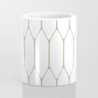 Long Honeycomb Minimalist Geometric Pattern in Sage Green and White Coffee Mug Gallery Image 4