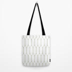 Long Honeycomb Minimalist Geometric Pattern in Sage Green and White Tote Bag Gallery Image 2