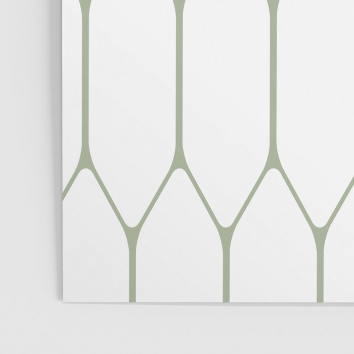 Long Honeycomb Minimalist Geometric Pattern in Sage Green and White Poster Gallery Image 3