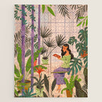 Very Peri plant lady mindful gardening greenhouse jungle | Caroline Bonne Muller Jigsaw Puzzle Gallery Image 1