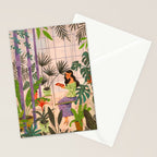 Very Peri plant lady mindful gardening greenhouse jungle | Caroline Bonne Muller Stationery Card Gallery Image 2