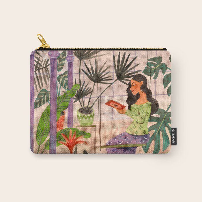 Very Peri plant lady mindful gardening greenhouse jungle | Caroline Bonne Muller Carry All Pouch Gallery Image 1