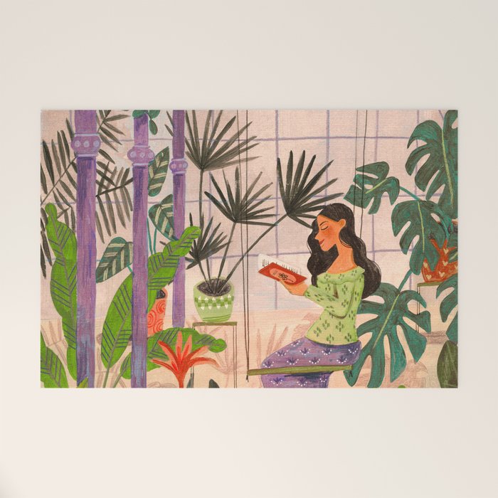 Very Peri plant lady mindful gardening greenhouse jungle | Caroline Bonne Muller Welcome Mat Gallery Image 1