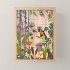 Very Peri plant lady mindful gardening greenhouse jungle | Caroline Bonne Muller Mini Art Print Gallery Image 1