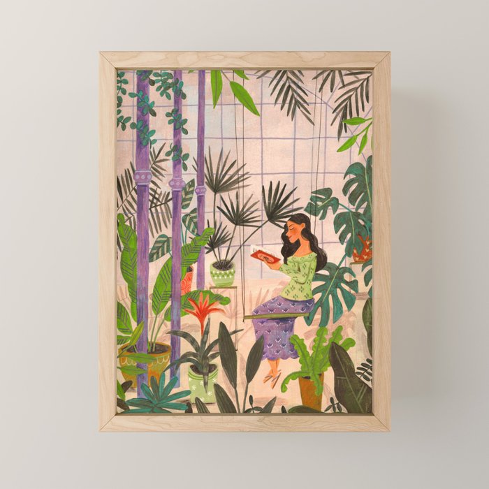 Very Peri plant lady mindful gardening greenhouse jungle | Caroline Bonne Muller Mini Art Print Gallery Image 1