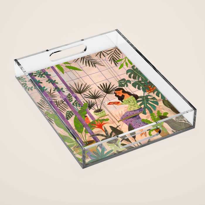 Very Peri plant lady mindful gardening greenhouse jungle | Caroline Bonne Muller Acrylic Tray Gallery Image 1