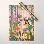 Very Peri plant lady mindful gardening greenhouse jungle | Caroline Bonne Muller Wrapping Paper Gallery Image 1