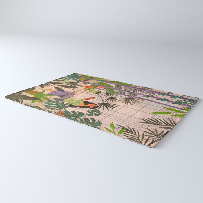 Very Peri plant lady mindful gardening greenhouse jungle | Caroline Bonne Muller Rug Gallery Image 3