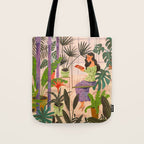 Very Peri plant lady mindful gardening greenhouse jungle | Caroline Bonne Muller Tote Bag Gallery Image 1