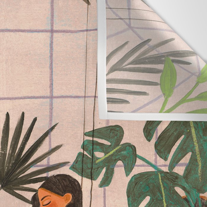 Very Peri plant lady mindful gardening greenhouse jungle | Caroline Bonne Muller Wall Tapestry Gallery Image 3
