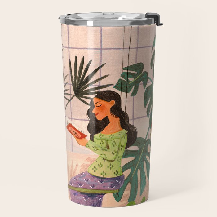 Very Peri plant lady mindful gardening greenhouse jungle | Caroline Bonne Muller Travel Mug Gallery Image 2