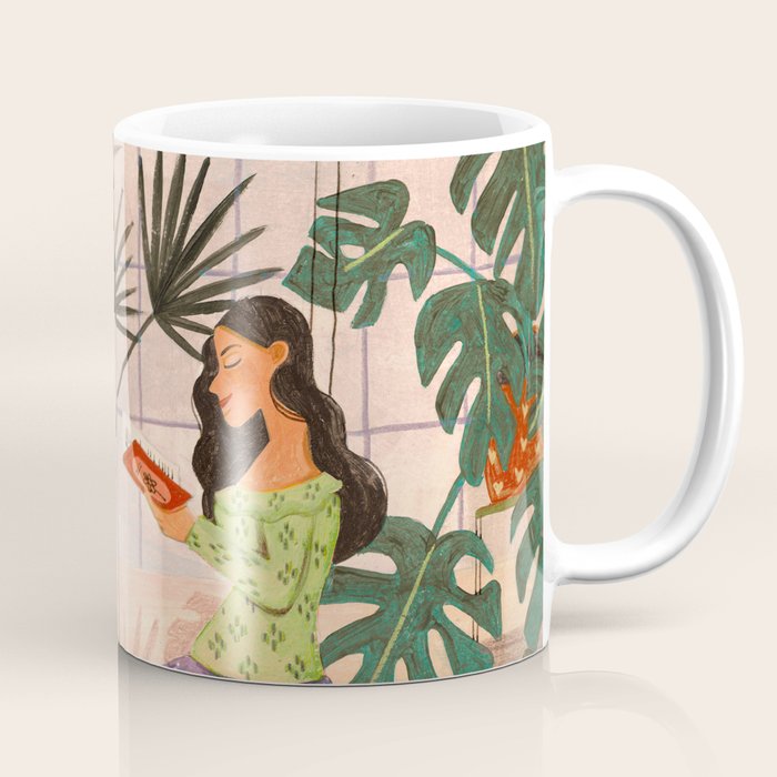 Very Peri plant lady mindful gardening greenhouse jungle | Caroline Bonne Muller Coffee Mug Gallery Image 1