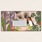 Very Peri plant lady mindful gardening greenhouse jungle | Caroline Bonne Muller Desk Mat Gallery Image 1