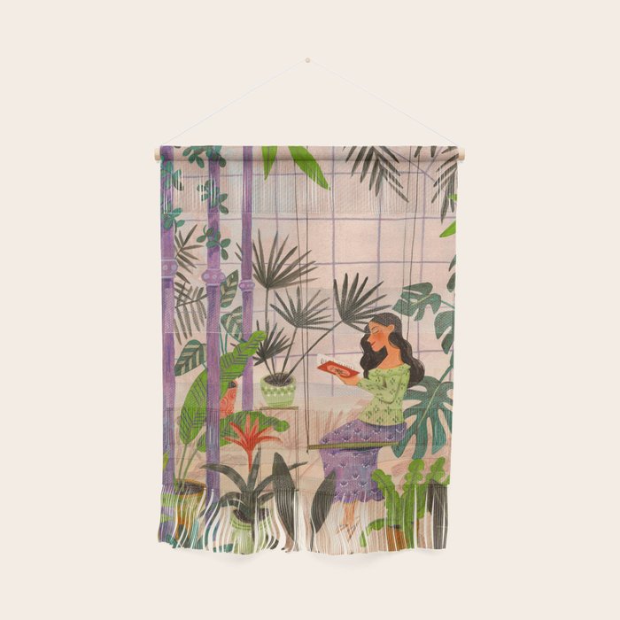 Very Peri plant lady mindful gardening greenhouse jungle | Caroline Bonne Muller Wall Hanging Gallery Image 1