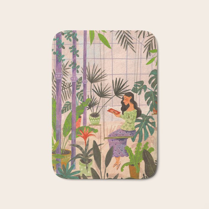 Very Peri plant lady mindful gardening greenhouse jungle | Caroline Bonne Muller Bath Mat Gallery Image 1