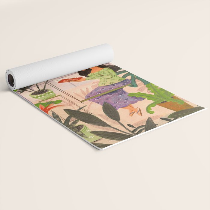 Very Peri plant lady mindful gardening greenhouse jungle | Caroline Bonne Muller Yoga Mat Gallery Image 2