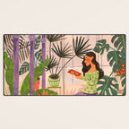 Very Peri plant lady mindful gardening greenhouse jungle | Caroline Bonne Muller Desk Mat Gallery Image 3