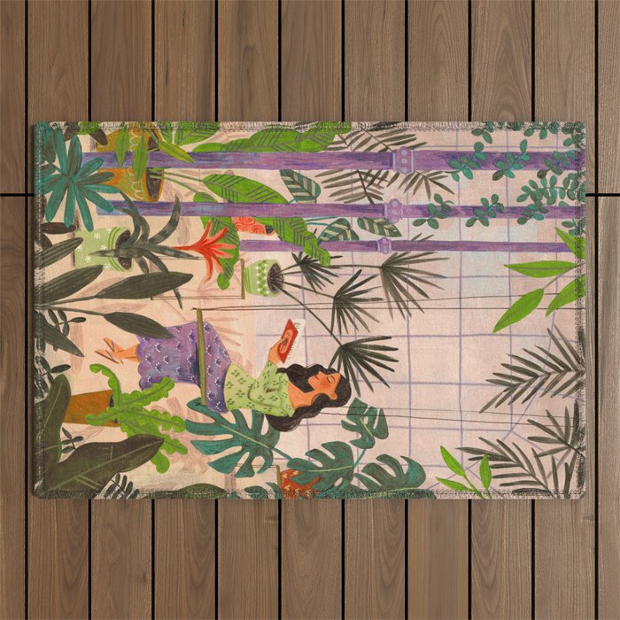 Very Peri plant lady mindful gardening greenhouse jungle | Caroline Bonne Muller Outdoor Rug Gallery Image 1