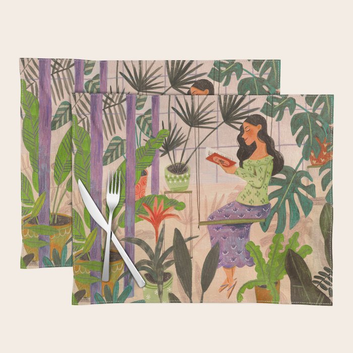 Very Peri plant lady mindful gardening greenhouse jungle | Caroline Bonne Muller Placemat Gallery Image 1