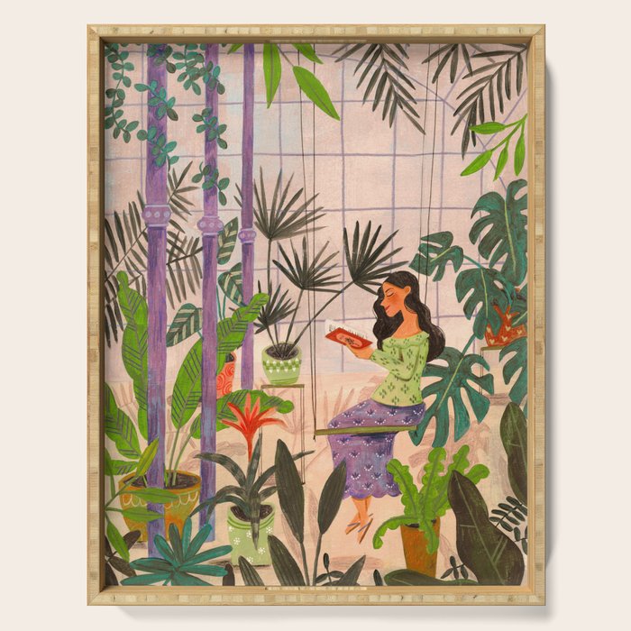 Very Peri plant lady mindful gardening greenhouse jungle | Caroline Bonne Muller Serving Tray Gallery Image 1