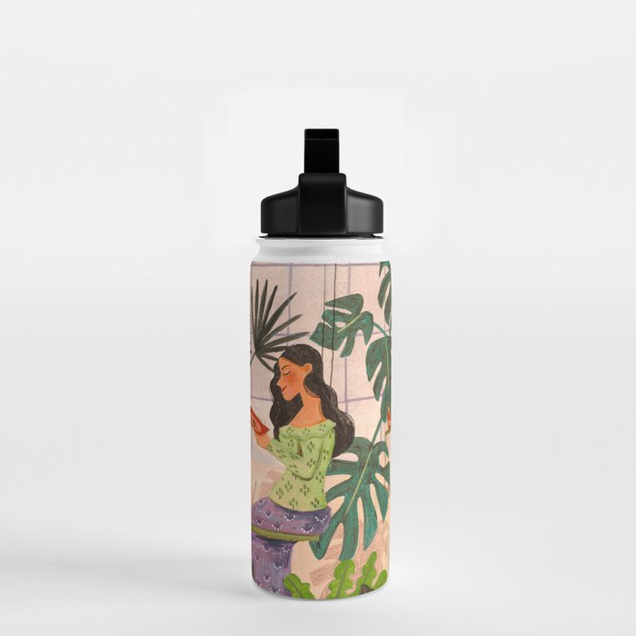 Very Peri plant lady mindful gardening greenhouse jungle | Caroline Bonne Muller Water Bottle Gallery Image 2
