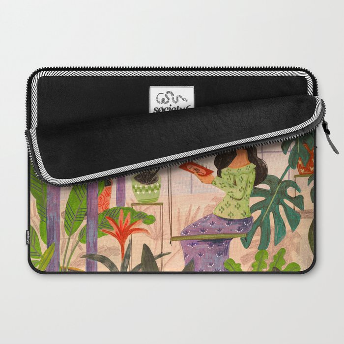Very Peri plant lady mindful gardening greenhouse jungle | Caroline Bonne Muller Laptop Sleeve Gallery Image 2