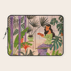Very Peri plant lady mindful gardening greenhouse jungle | Caroline Bonne Muller Laptop Sleeve Gallery Image 1