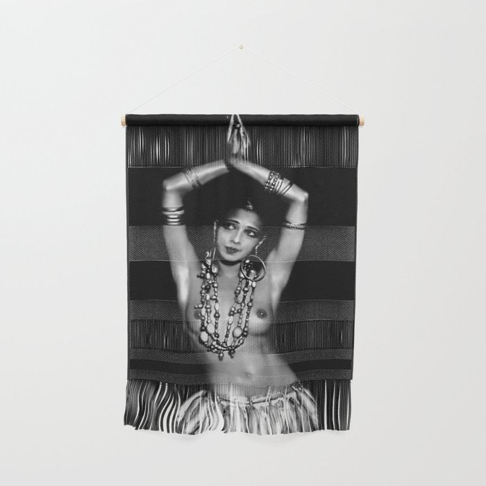 Jazz Age Josephine Baker in Folies Bergère Bananas Costume black and white photography Wall Hanging Gallery Image 1