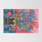 Persephone Painting - Bouquet of Iris and Strelitzia Flowers in Greek Horse Vase Against Coral Pink Rug Gallery Image 2