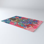 Persephone Painting - Bouquet of Iris and Strelitzia Flowers in Greek Horse Vase Against Coral Pink Rug Gallery Image 3