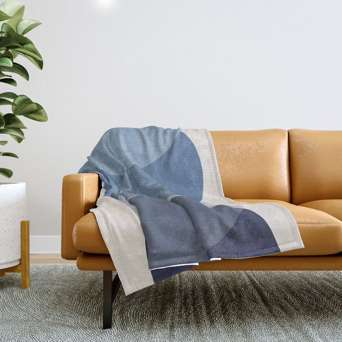 Circle Half-circle 2 - Blue  Throw Blanket Gallery Image 1