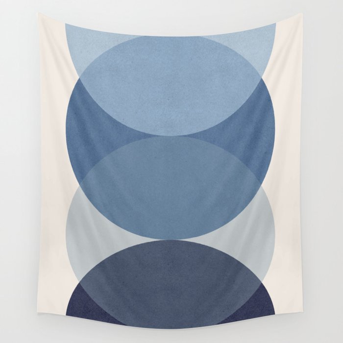 Circle Half-circle 2 - Blue  Wall Tapestry Gallery Image 1