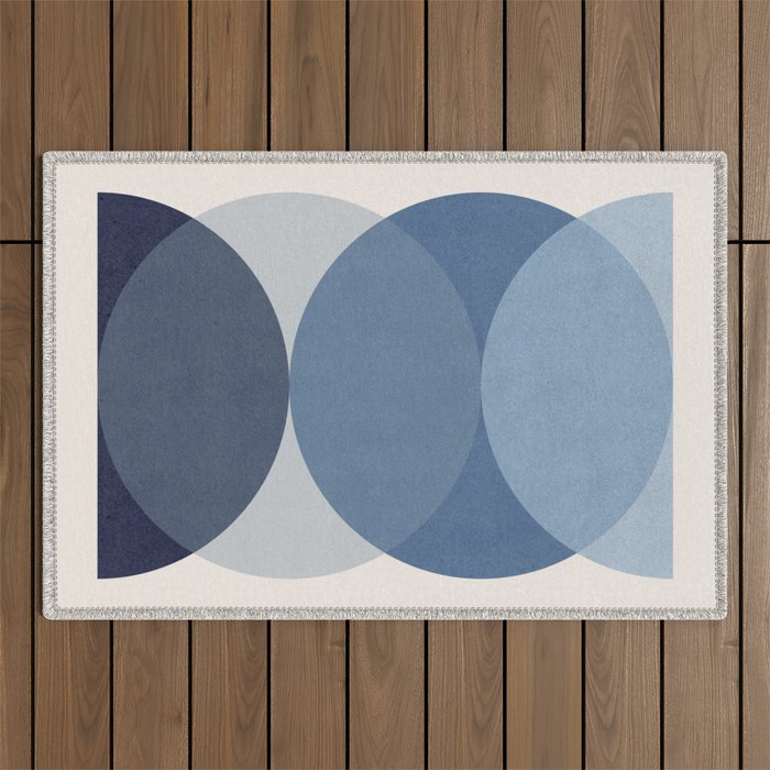 Circle Half-circle 2 - Blue  Outdoor Rug Gallery Image 1