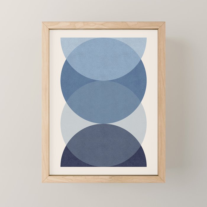 Circle Half-circle 2 - Blue  Mini Art Print Gallery Image 1