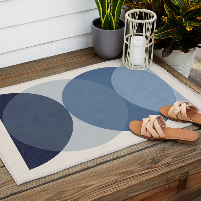 Circle Half-circle 2 - Blue  Outdoor Rug Gallery Image 2