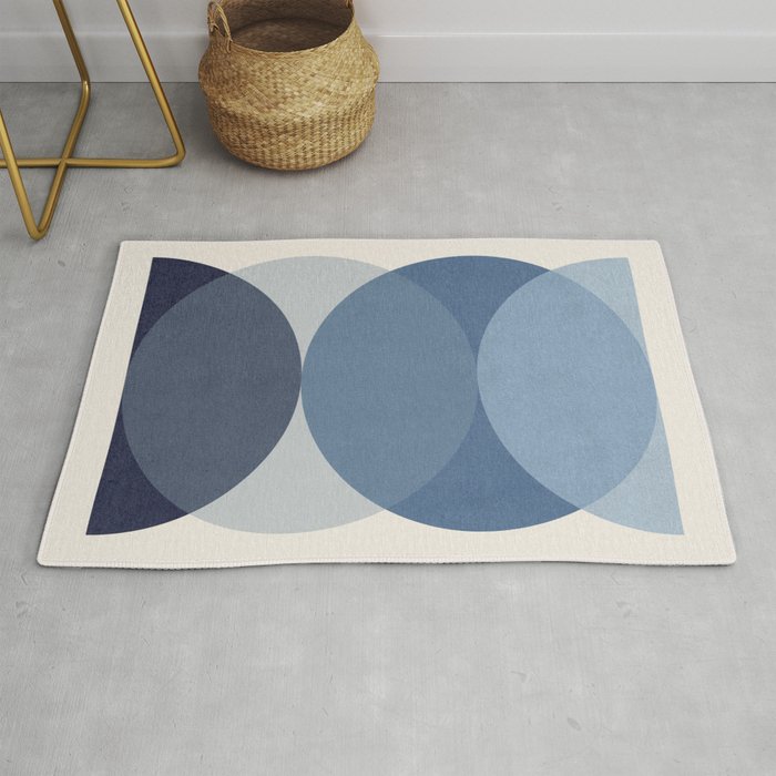 Circle Half-circle 2 - Blue  Rug Gallery Image 1