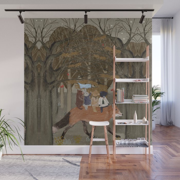 the amber fox Wall Mural Gallery Image 1