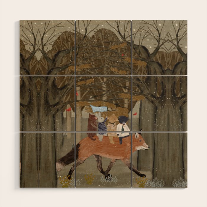 the amber fox Wood Wall Art Gallery Image 1