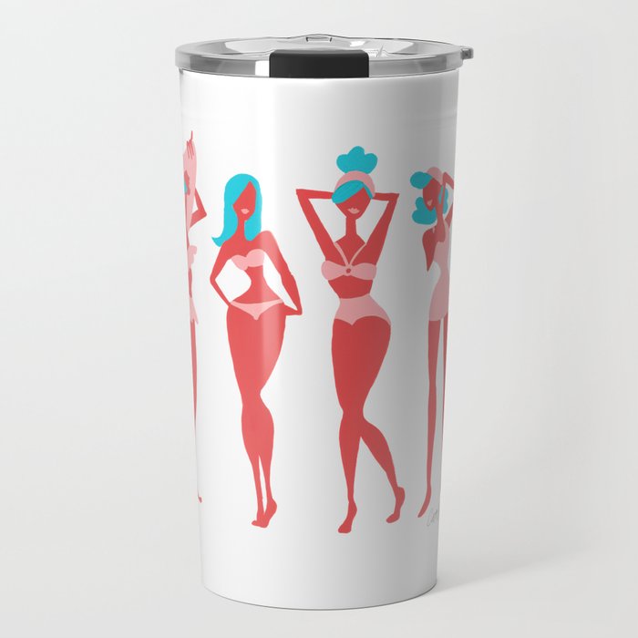 Beach Bombshells - Cyan & Coral Palette Travel Mug Gallery Image 1