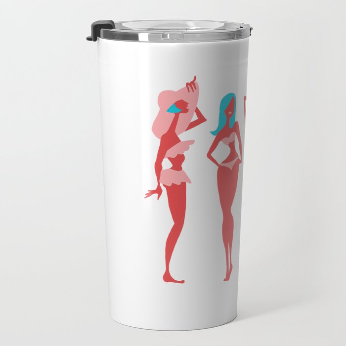 Beach Bombshells - Cyan & Coral Palette Travel Mug Gallery Image 3