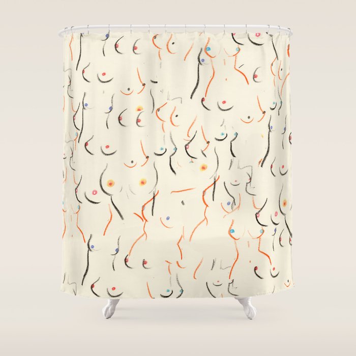 Breasts In Cream Shower Curtain