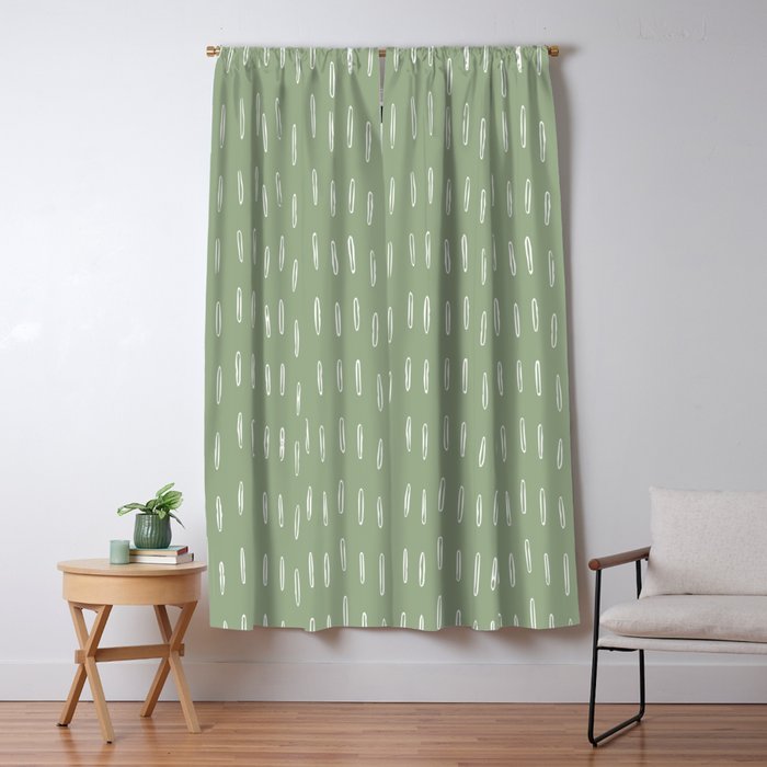 Raindrop Boho Abstract Pattern, Sage Green Window Curtain Gallery Image 5