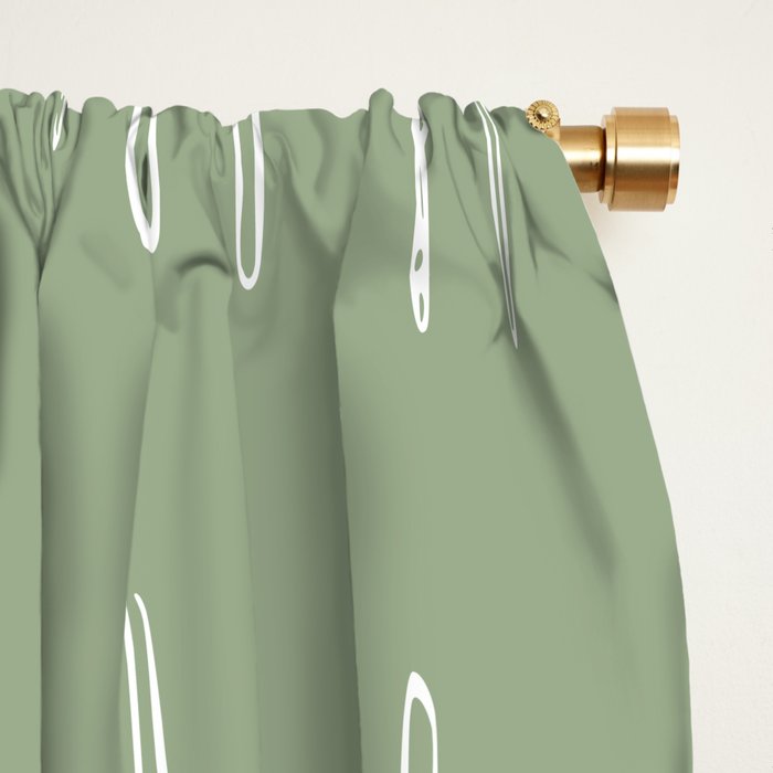 Raindrop Boho Abstract Pattern, Sage Green Window Curtain Gallery Image 2