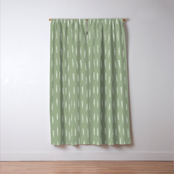 Raindrop Boho Abstract Pattern, Sage Green Window Curtain Gallery Image 3