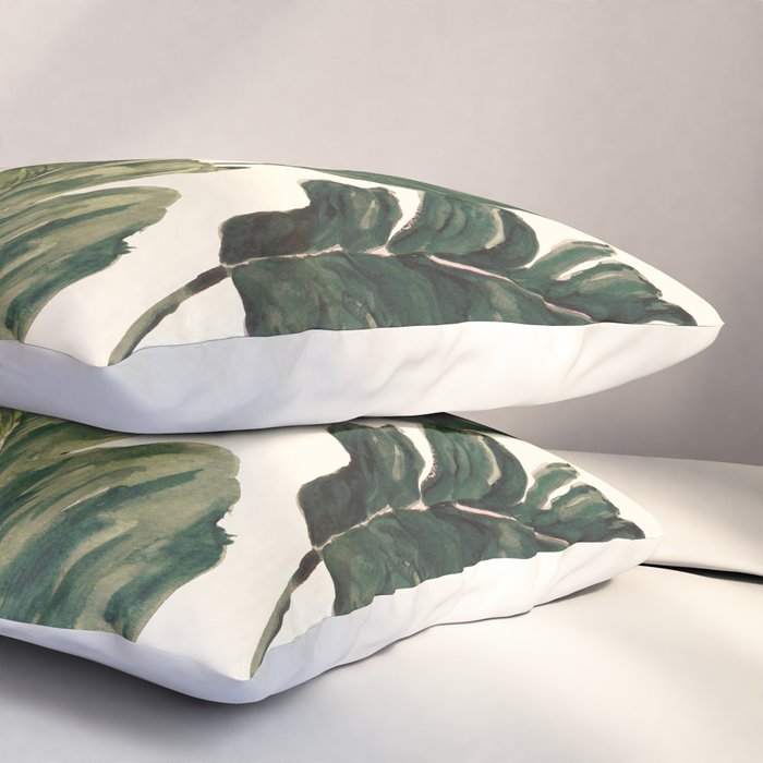 Leaf green and pink Pillow Sham Gallery Image 3