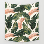 Leaf green and pink Wall Tapestry Gallery Image 4