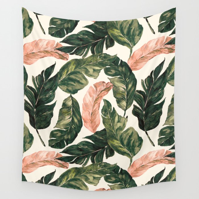 Leaf green and pink Wall Tapestry Gallery Image 4