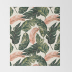 Leaf green and pink Throw Blanket Gallery Image 2